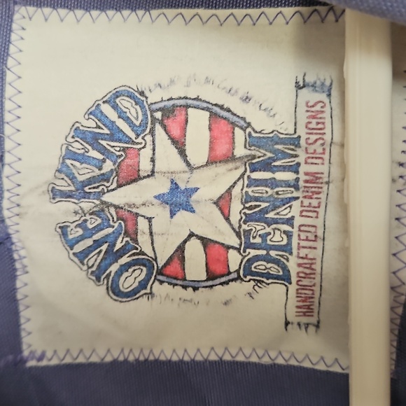 UPCYCLED ☆ HANDMADE PERRIWINKLE DENIM JACKET By "One Kind Denim Co". Sz XL - Picture 7 of 7